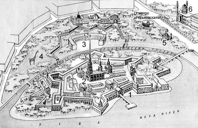 петропавловская крепость план схема