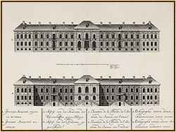Вид двух фасадов здания Академии наук. Вортман, Христиан Альбрехт.1741 г. ГЭ